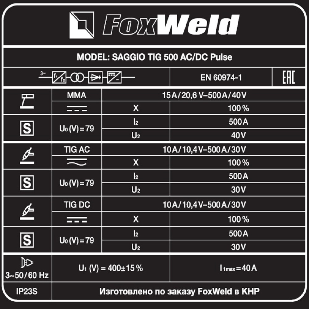 Аппарат аргонодуговой сварки SAGGIO TIG 500 AC/DC Pulse Аппарат аргонодуговой сварки SAGGIO TIG 500 AC/DC Pulse