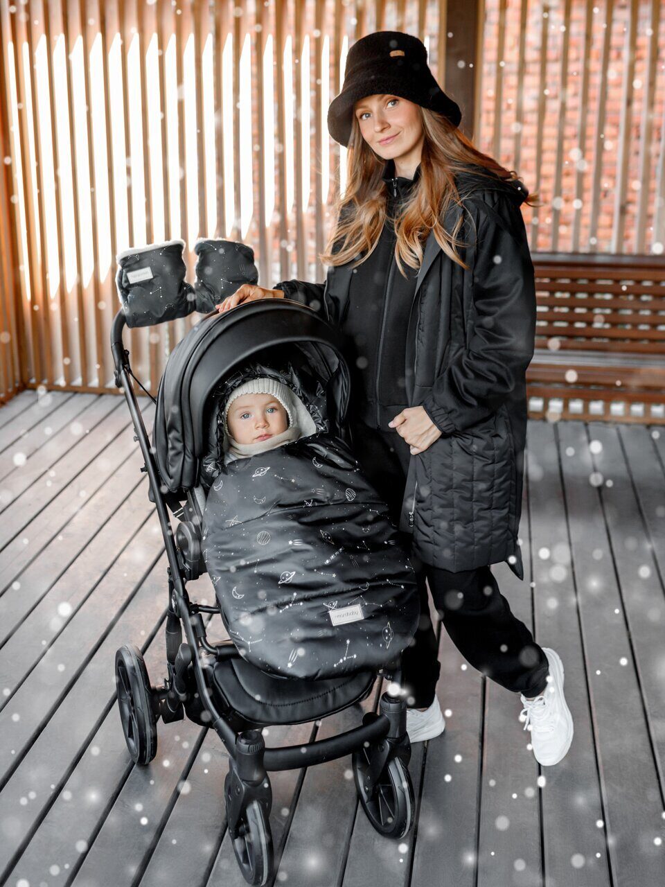 Конверт зимний меховой AMAROBABY Snowy Baby 85 см с рисунком Конверт зимний меховой AMAROBABY Snowy Baby 85 см с рисунком