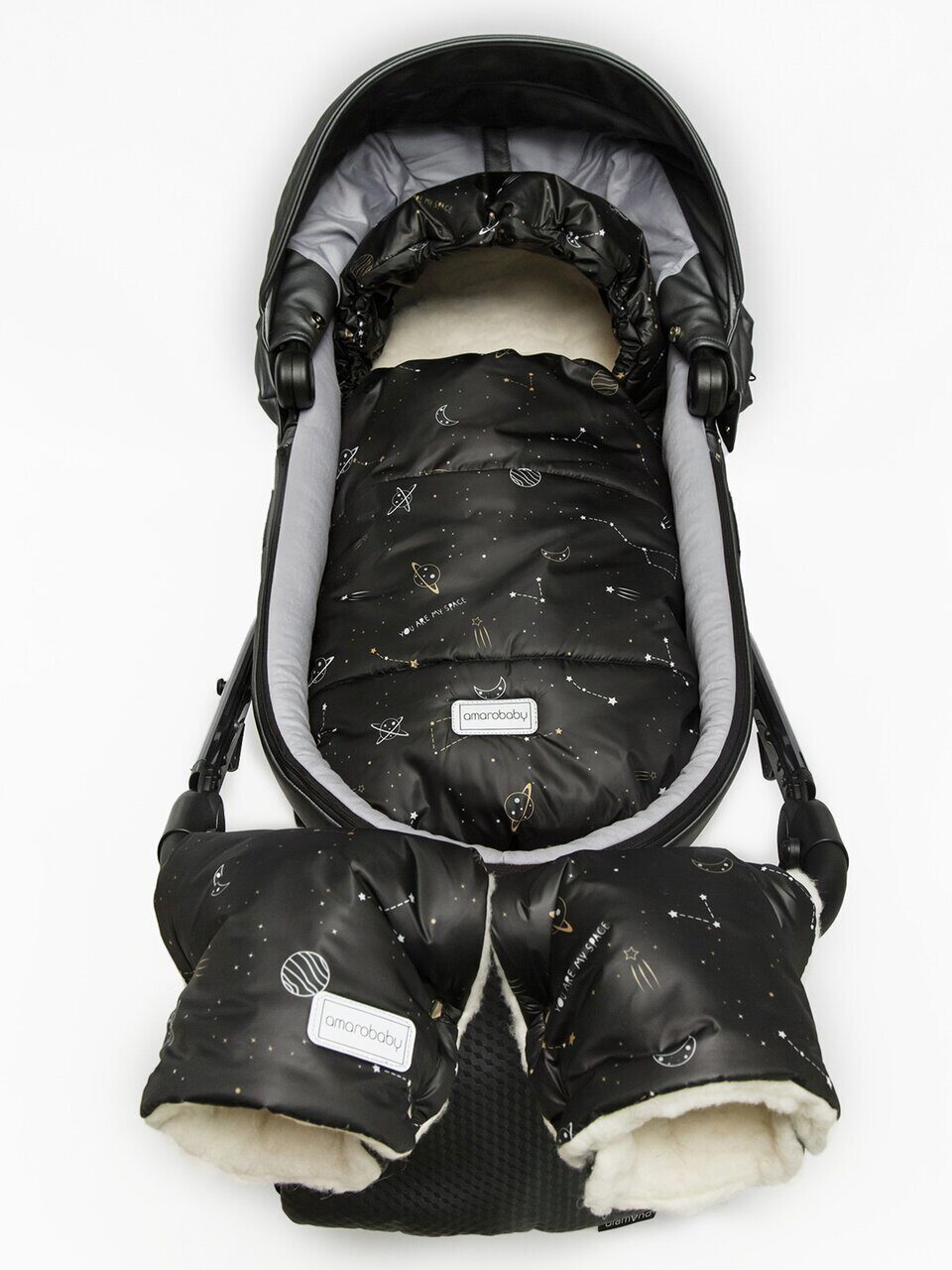 Конверт зимний меховой AMAROBABY Snowy Baby 85 см с рисунком