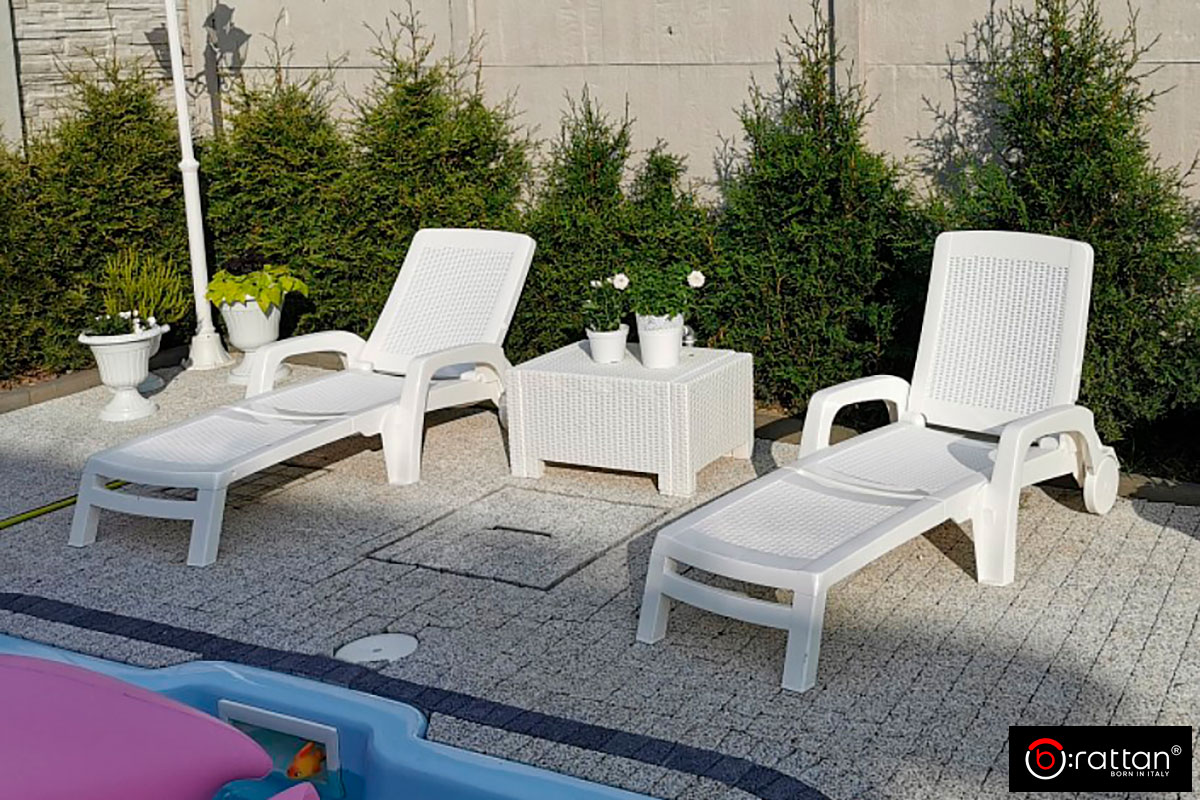 Шезлонг B:rattan MIAMI складной, белый Шезлонг B:rattan MIAMI складной, белый