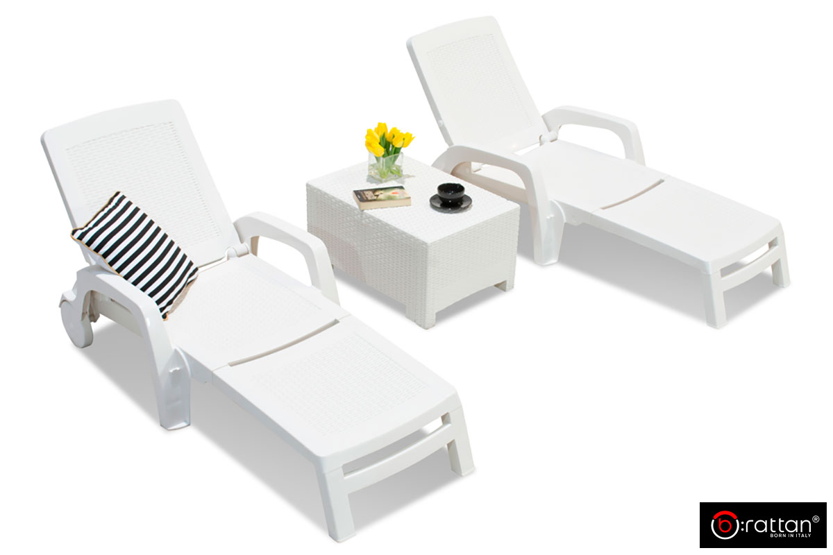 Шезлонг B:rattan MIAMI складной, белый Шезлонг B:rattan MIAMI складной, белый