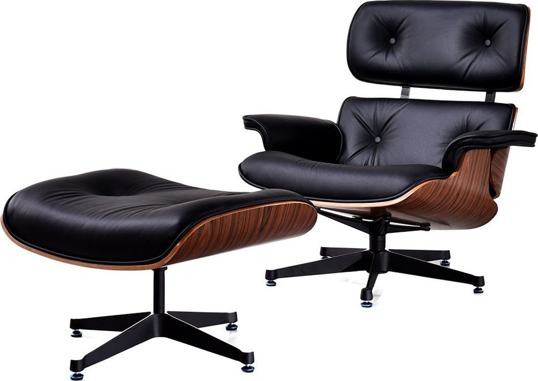 Кресло EAMES LOUNGE CHAIR и оттоманка EAMES LOUNGE CHAIR чёрные Кресло EAMES LOUNGE CHAIR и оттоманка EAMES LOUNGE CHAIR чёрные