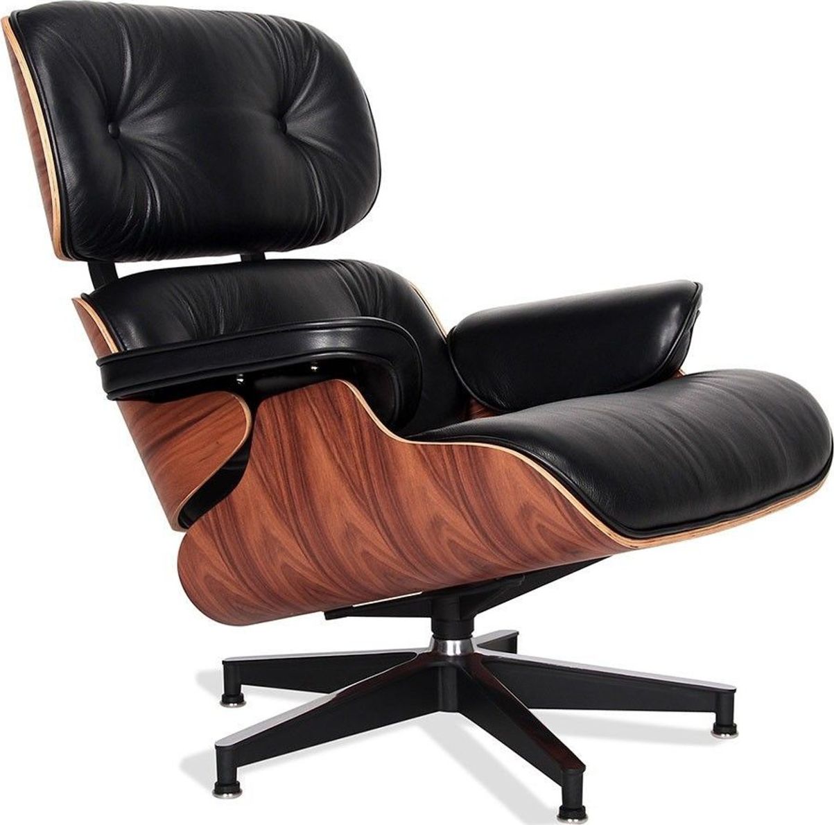Кресло EAMES LOUNGE CHAIR и оттоманка EAMES LOUNGE CHAIR чёрные Кресло EAMES LOUNGE CHAIR и оттоманка EAMES LOUNGE CHAIR чёрные